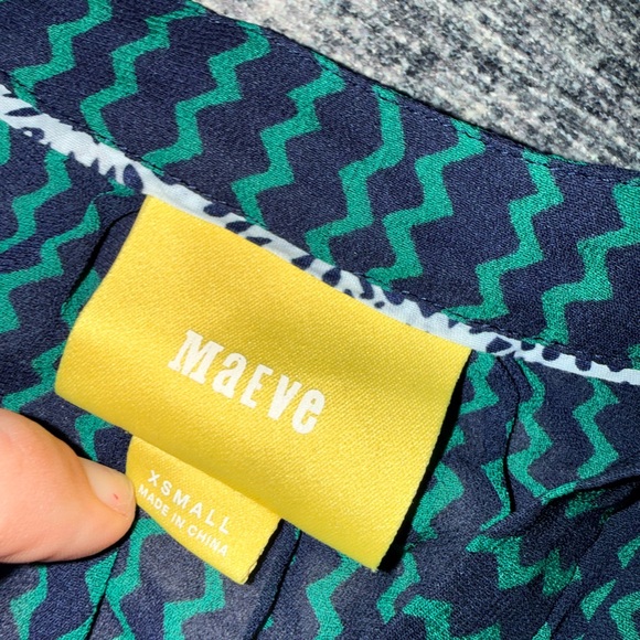 Anthropologie Maeve sheer Navy green blouse xs - Picture 3 of 5